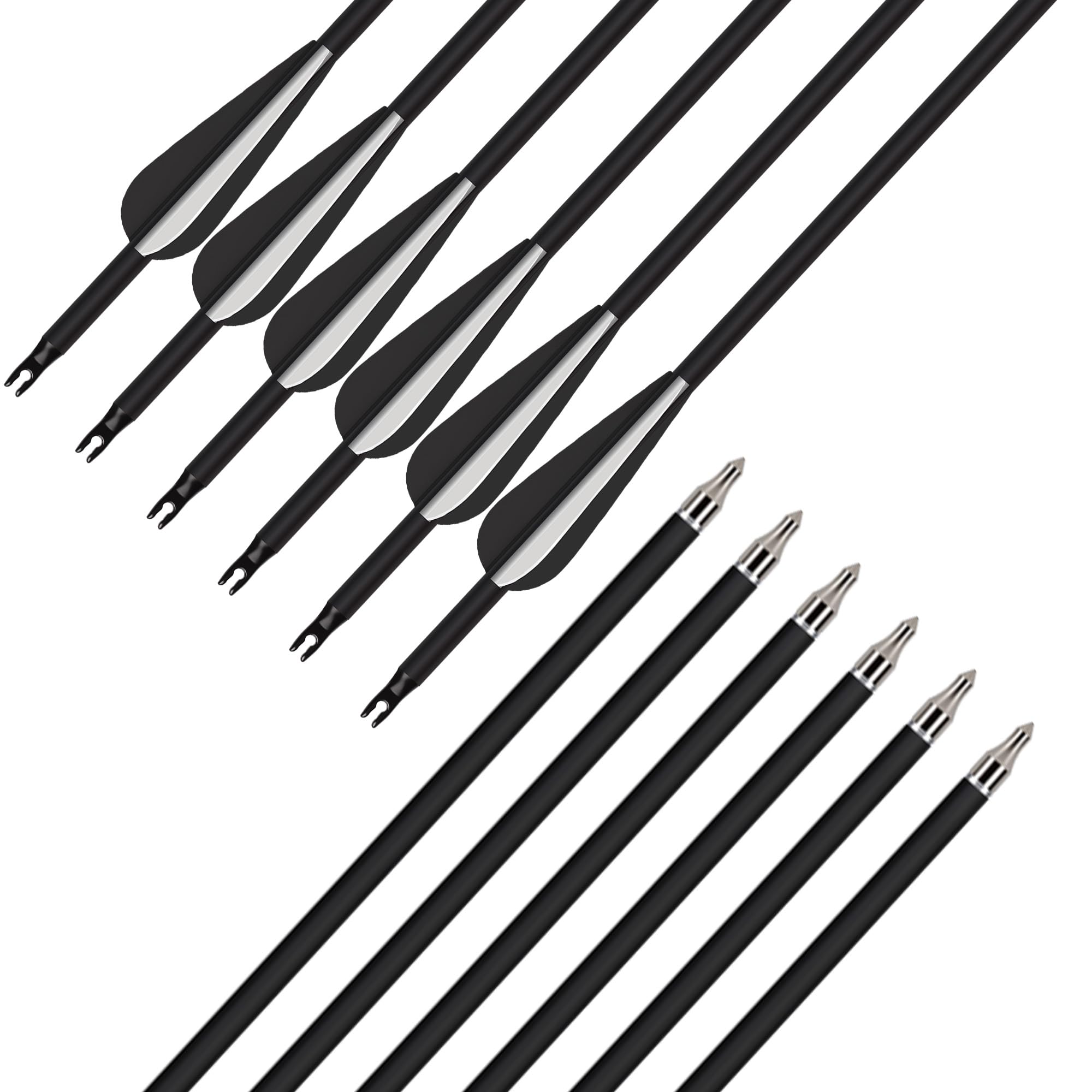 NorthSpoor 30Inch 14Pcs Carbon Arrow with Removable Tips Shaft Spine 500 for Both Compound Bow and Recurve Bows