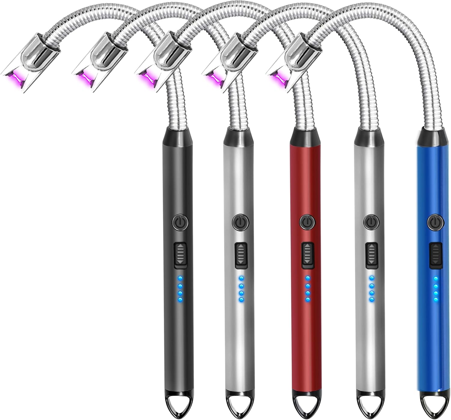 Skiennix Electric Candle Lighter - Rechargeable Flameless Arc with Flexible Neck | 5-Pack for BBQ, Camping, Birthdays