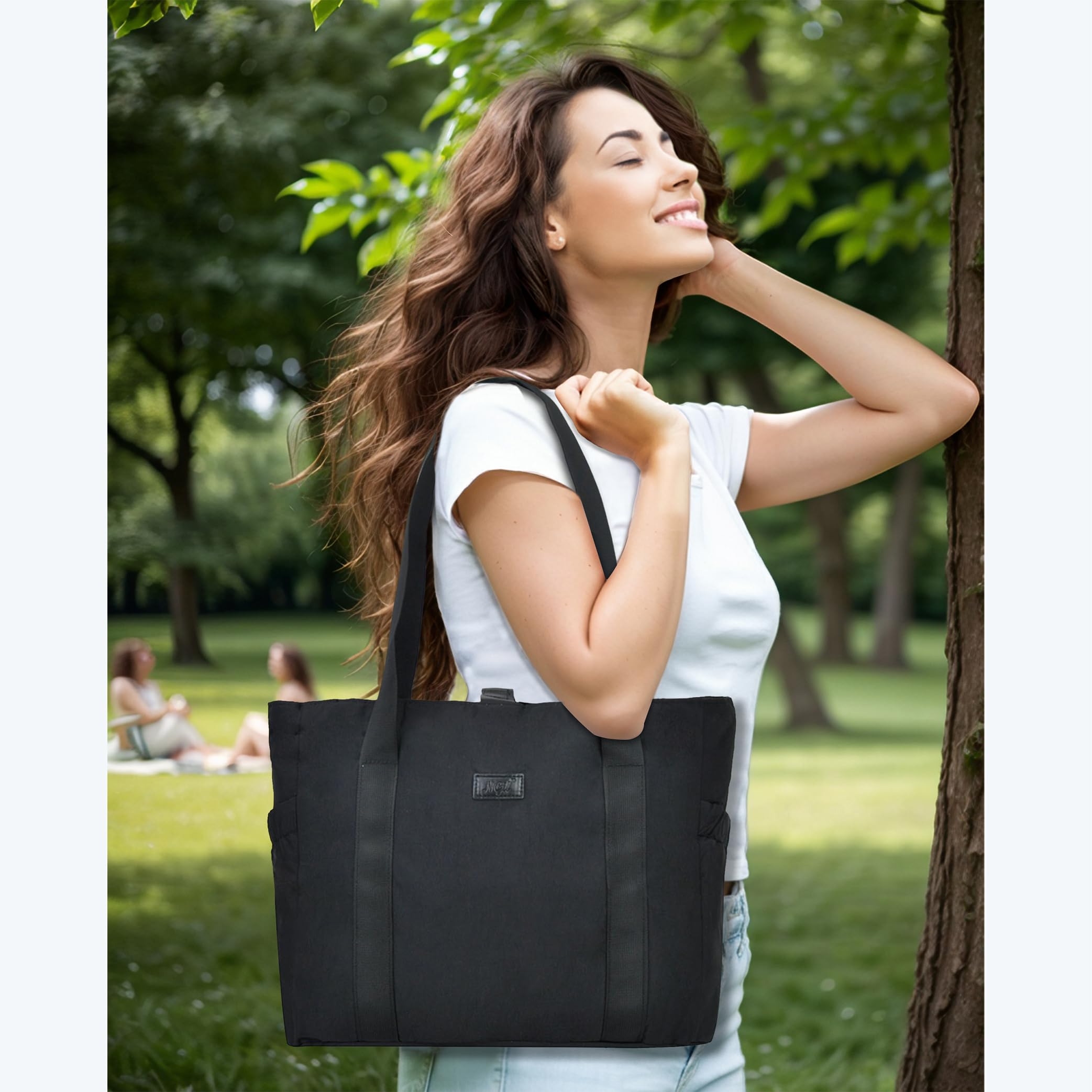 NGIL Yoga Tote Bag, Gym Tote Bag,Work Nurse Tote Bag for Women, Computer Tote for Laptop, Travel Tote Shoulder Bag for Women (Black)