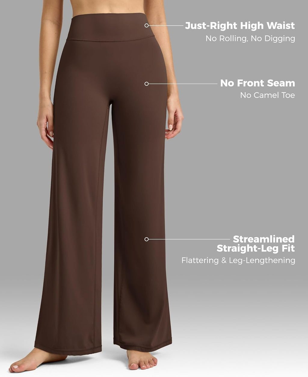 Willit Women's High Waist Buttery Soft Workout Leggings - Straight Leg Yoga Pants in Deep Brown, XS