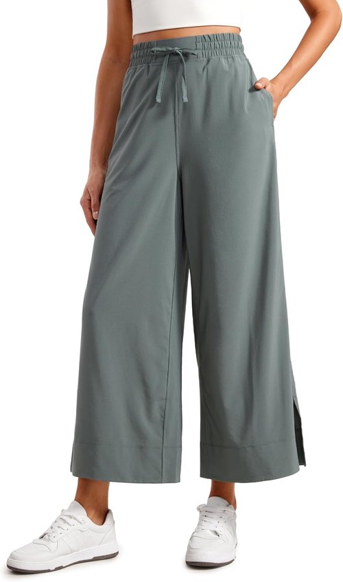 CRZ YOGA Lightweight Wide Leg Cropped Pants - Casual Summer Sweatpants for Women | 25" Length