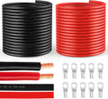 6 Gauge Battery Cable - 20 FT Black & Red Copper Wire with Connectors & Heat Shrink Tube