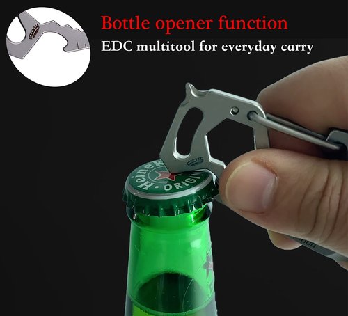 TACRAY Carabiner Keychain Clip, Stainless Steel key holder with Anti-Lost and Quick Release clip, Multitool keychain Bottle Opener and ruler, Easy Carry Backpack Clasp.
