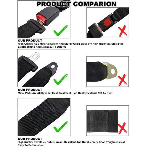 Bravokit Retractable Golf Cart Seat Belts Kit, Universal Retractable Seatbelts Fits Club Car EZGO TXT&RXV Yamaha Drive Club Car DS (Set of 4)