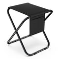 Simple Deluxe Portable Camping Stool, 14.4 Inch, 300 lbs Capacity, Folding Chair with Storage Pocket, Black