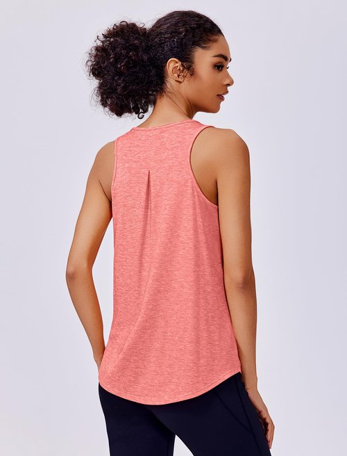 PINSPARK Work Out Tops Gym for Women Racerback Athletic Tank Top Crewneck Running Shirt Pack Loose Fit Yoga Tops, Pink/Turquoise M