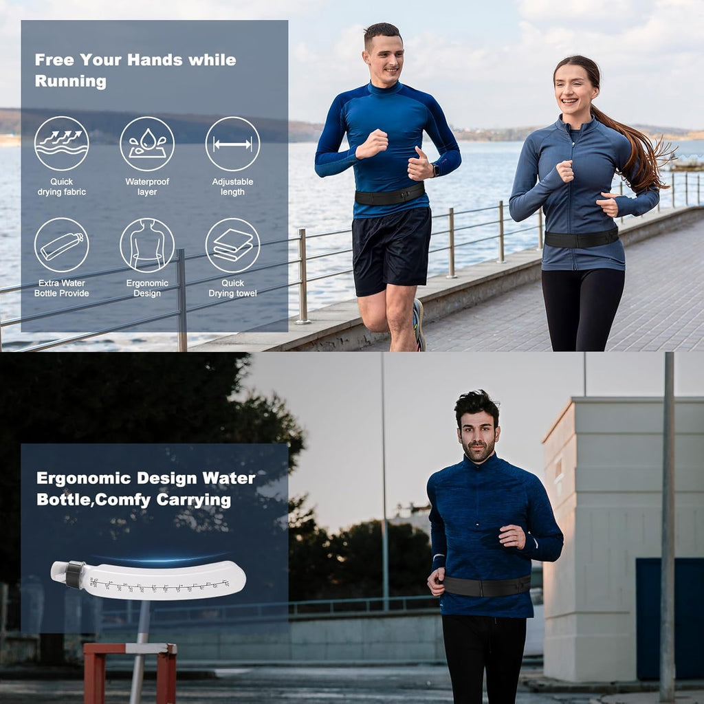 Skiennix Ultimate Running Belt - Waterproof Fanny Pack with Phone Holder & Water Bottle | Adjustable Fit for All Sizes