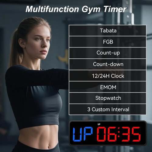 Acedeck Portable Gym Timer Clock - Digital Fitness Timer with Strong Magnet & Remote Control for Home Gym