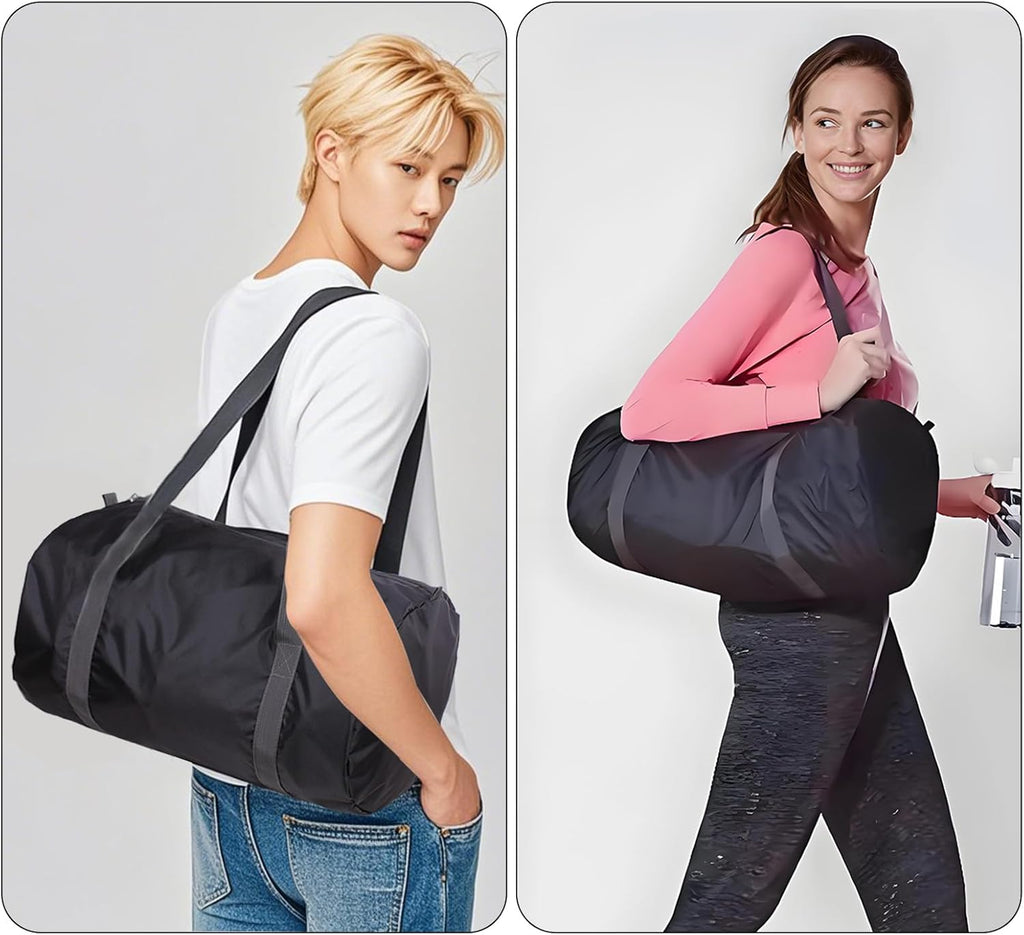 Skiennix Travel Bag - Foldable Portable Lightweight Gym Duffel for Fitness & Short Trips | Black, Medium