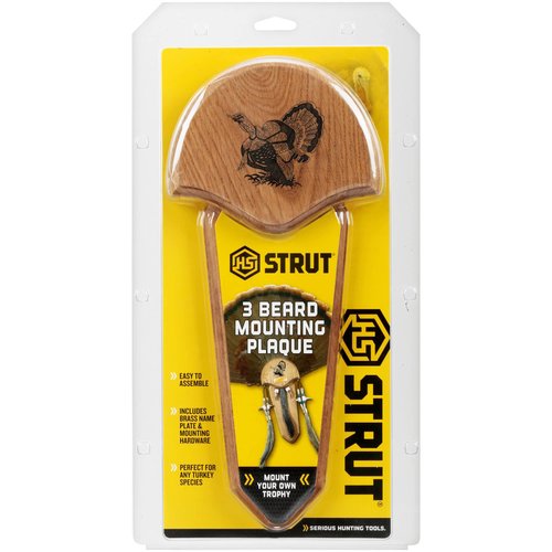 Hunters Specialties Easy To Assemble Trophy Mount H.S. Strut Three Beard Mounting Plaque with Natural Oak Finish,Brown
