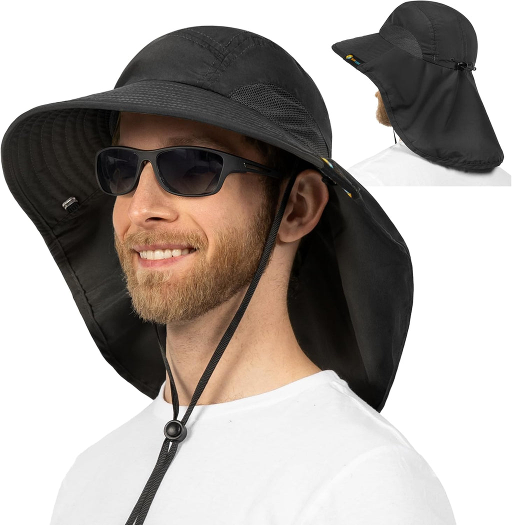 SUN CUBE Wide Brim Sun Hat - UPF 50+ Neck Flap for Ultimate Sun Protection | Ideal for Hiking & Fishing