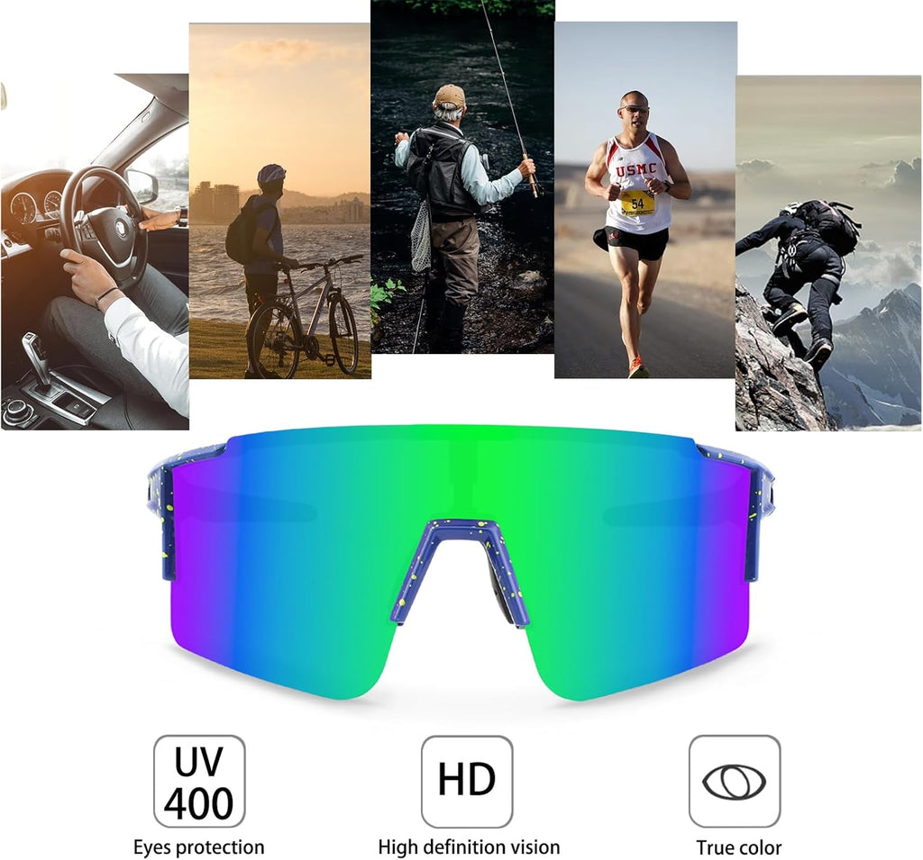 OULAIQI Polarized Cycling Sunglasses - Interchangeable Lenses for Men & Women | Lightweight & Durable