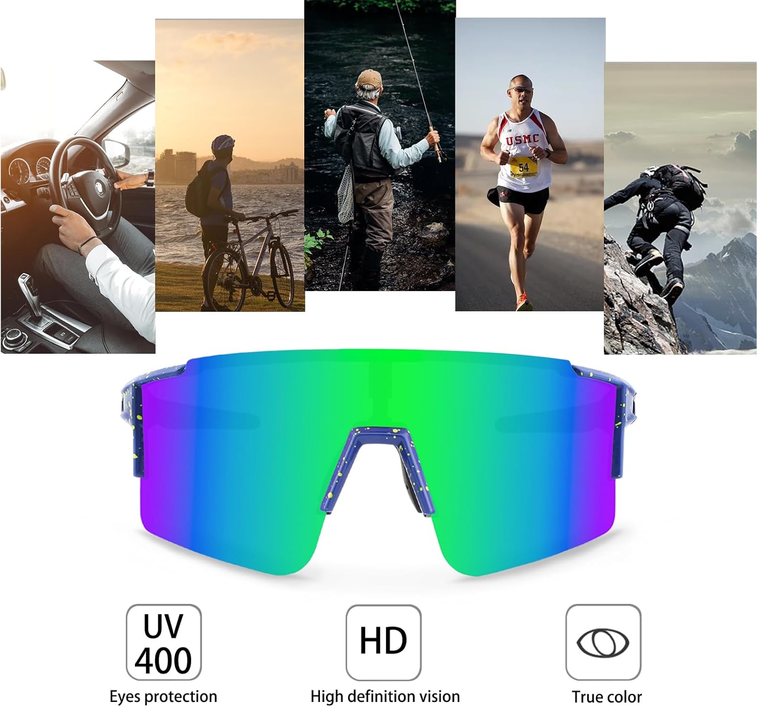 OULAIQI Polarized Cycling Sunglasses - Interchangeable Lenses for Men & Women | Lightweight & Durable