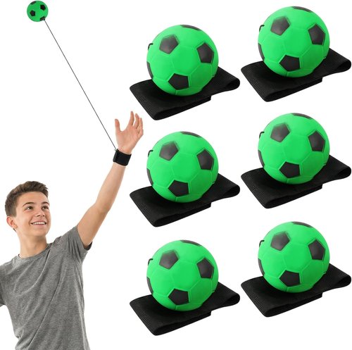 Green Wrist Return Ball of String, 2.36 Inch Rubber Rebound Foam Sports Wrist Balls with Wrists Strap, Bounce Back Ball on String, Elastic Rubber Wrists Sports Return Balls for Adults Teens