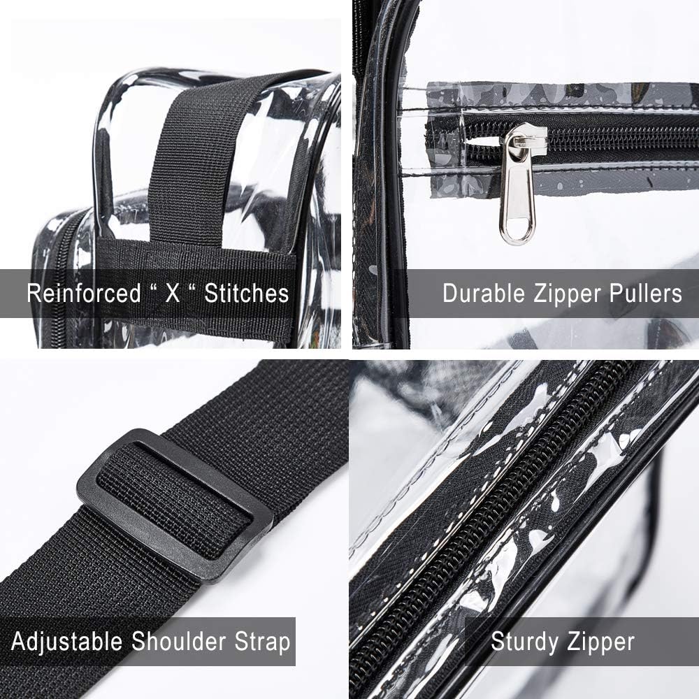 Skiennix Clear Bag - Stadium Approved Crossbody Messenger Shoulder Bag with Adjustable Strap | Perfect for Concerts & Sports Events