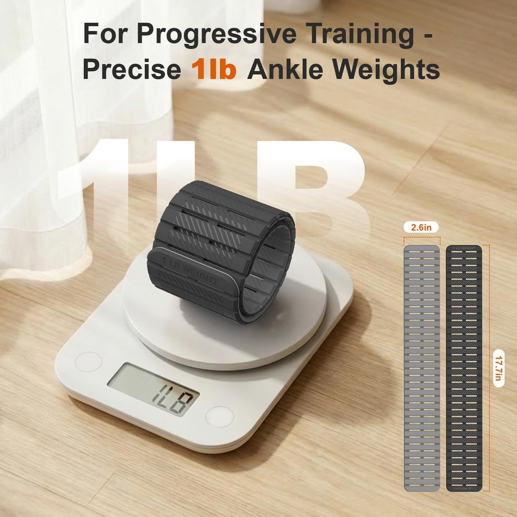 SE7EN Magnetic Ankle Weights - Adjustable 1 lb Set of 2 for Pilates, Yoga, Gym | Silicone Design