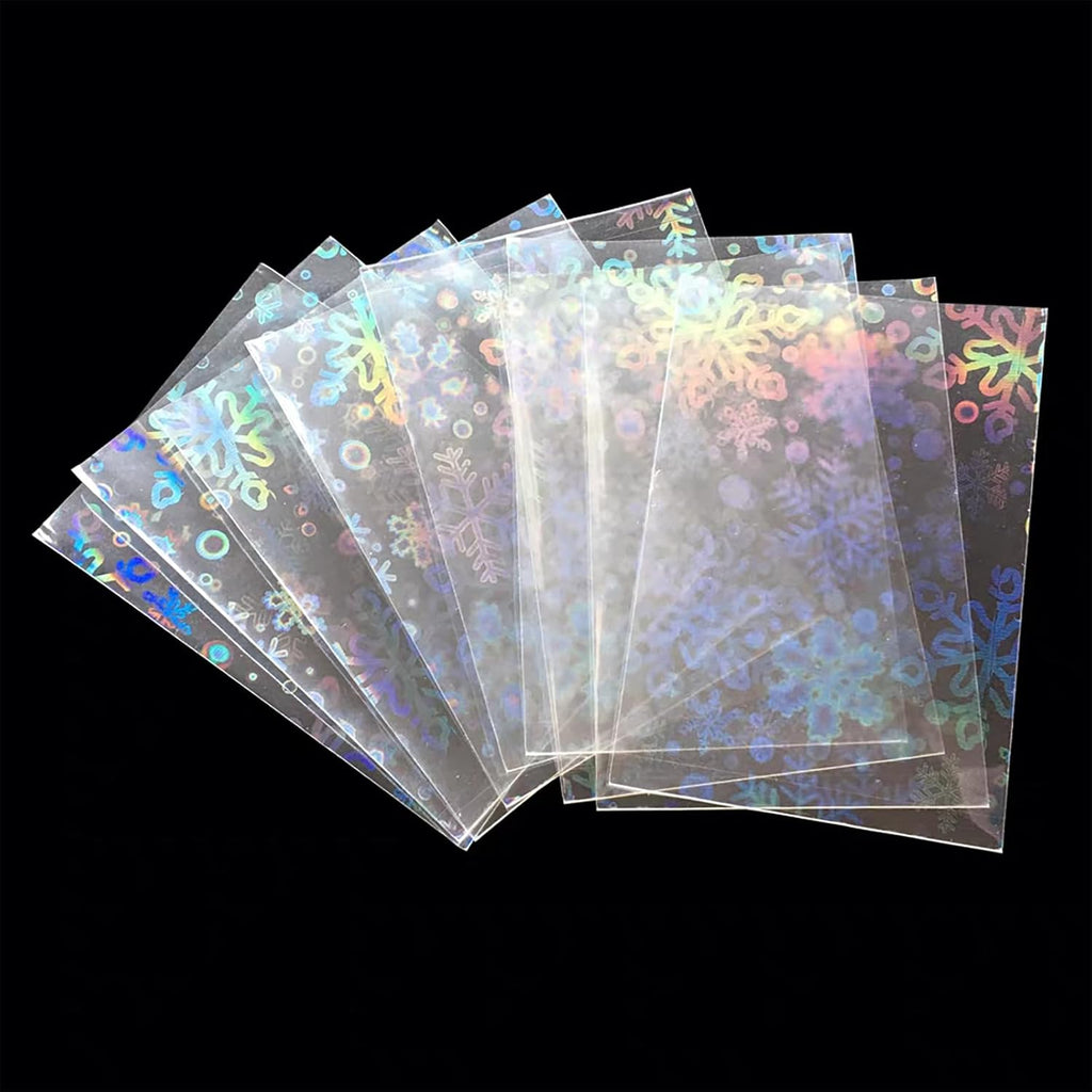 Skiennix Holographic Card Sleeves - 100 PCS Colorful Snowflake Design for Kpop & TCG Cards | 65x90mm