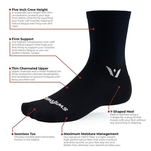 Swiftwick - ASPIRE FIVE Cycling Socks, Maximum Breathability, Crew (Hi Viz Yellow, Large)