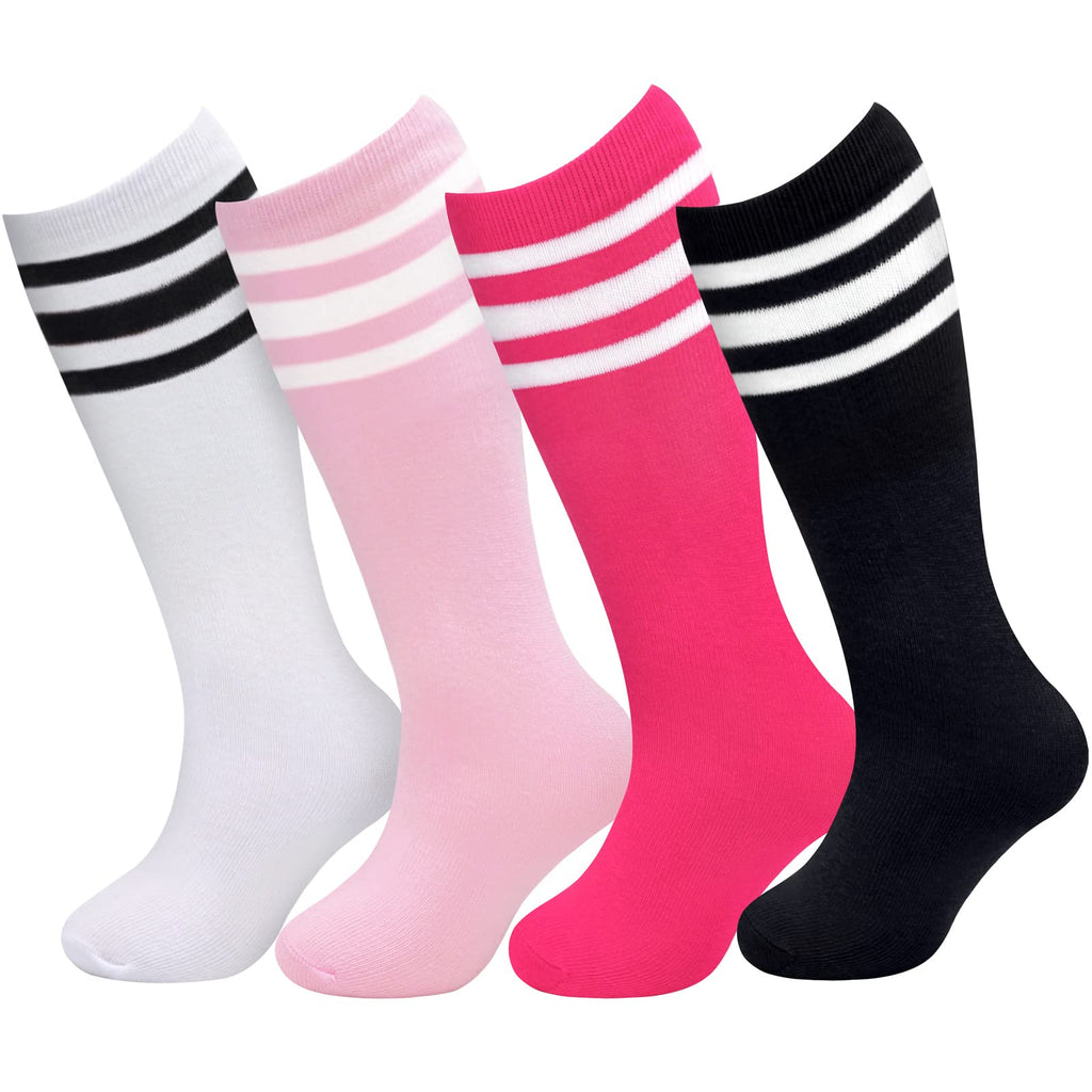 Sarfel Girls Soccer Socks Youth Soccer Socks Kids Soccer Socks Kids 4-6 Toddler Kids Baseball Socks Pink Girls Knee High Socks