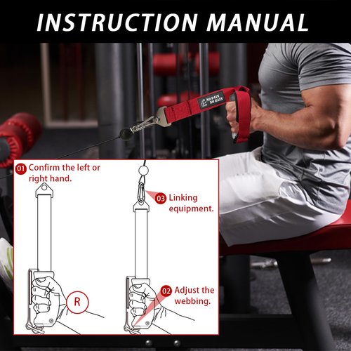 Ergonomic Arm Wrestling Handle for Cable Machines – TPE-Coated Grip Trainer for Left or Right Hand – Non-Slip Pulley Attachment for Biceps & Forearm