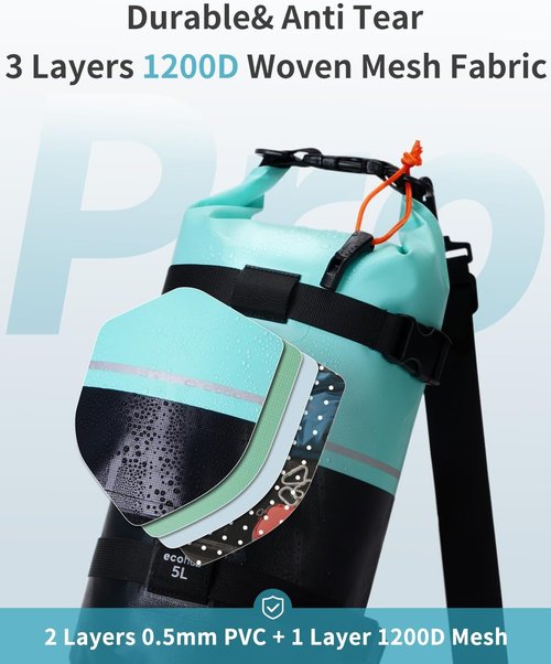 ECOHUB Waterproof Dry Bag - Lightweight Roll Top Storage for Travel, Kayaking & Hiking | 5L/10L/20L Sizes