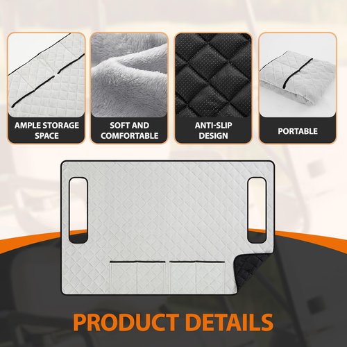 Gilprop Golf Cart Seat Cover, Universal 2 Seat Golf Cart Towel Blanket with 4 Front Pockets and Non-Slip Backing, Soft Protector for Outdoor Carts, 50.5 x 32 Inch