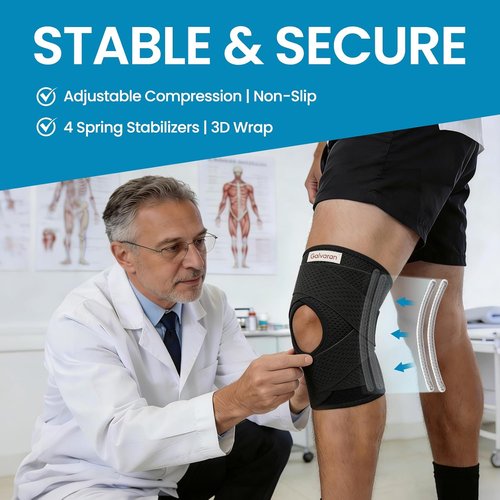 Galvaran Knee Brace - Breathable Adjustable Support with Side Stabilizers for ACL & MCL Injuries