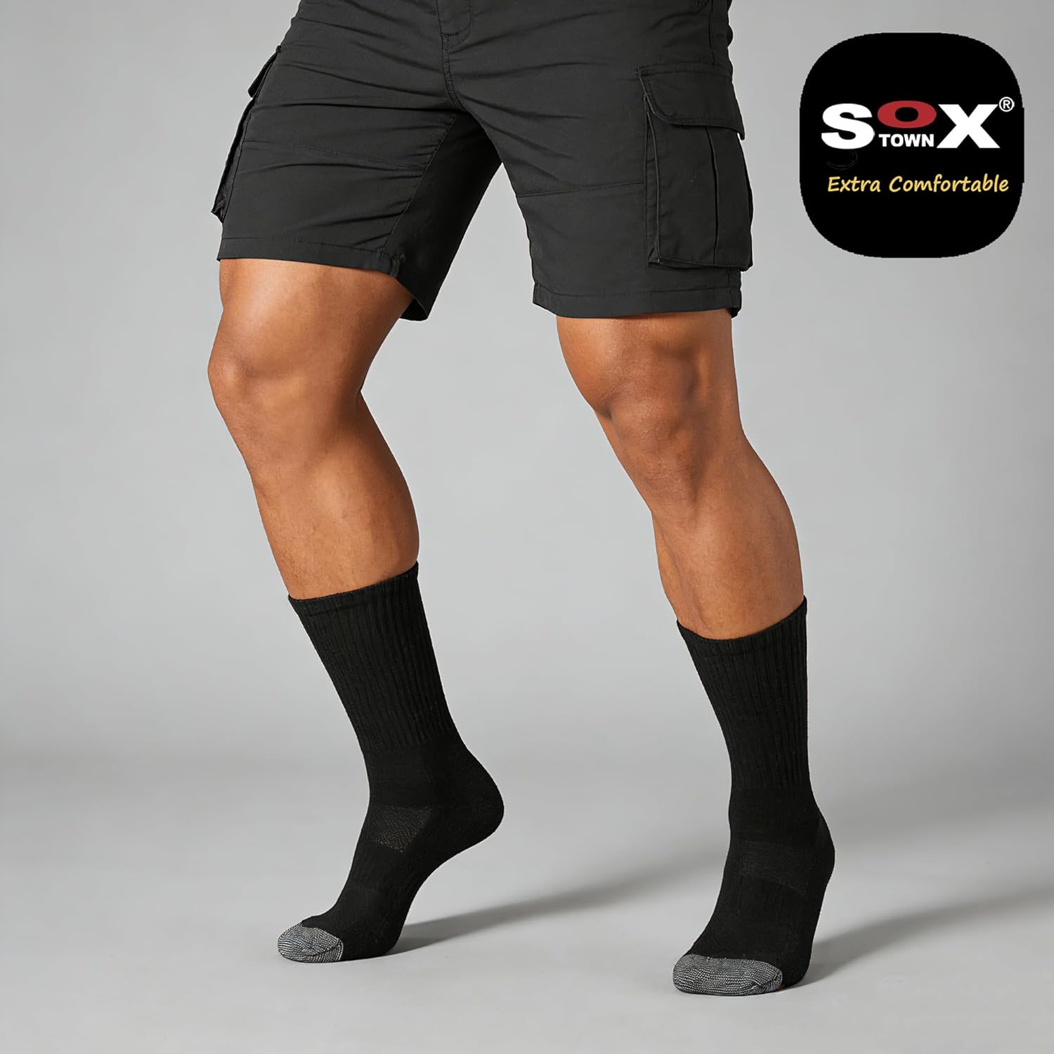 SOX TOWN Unisex Cushioned Crew Athletic Socks - Combed Cotton, Moisture-Wicking, Breathable Performance