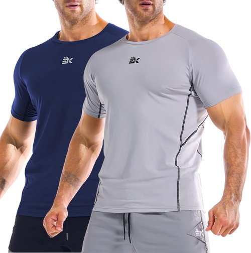 BROKIG Men's DiamondGrid Workout Shirt - Breathable Short Sleeve Muscle Tee for Bodybuilding | Quick Dry Crewneck