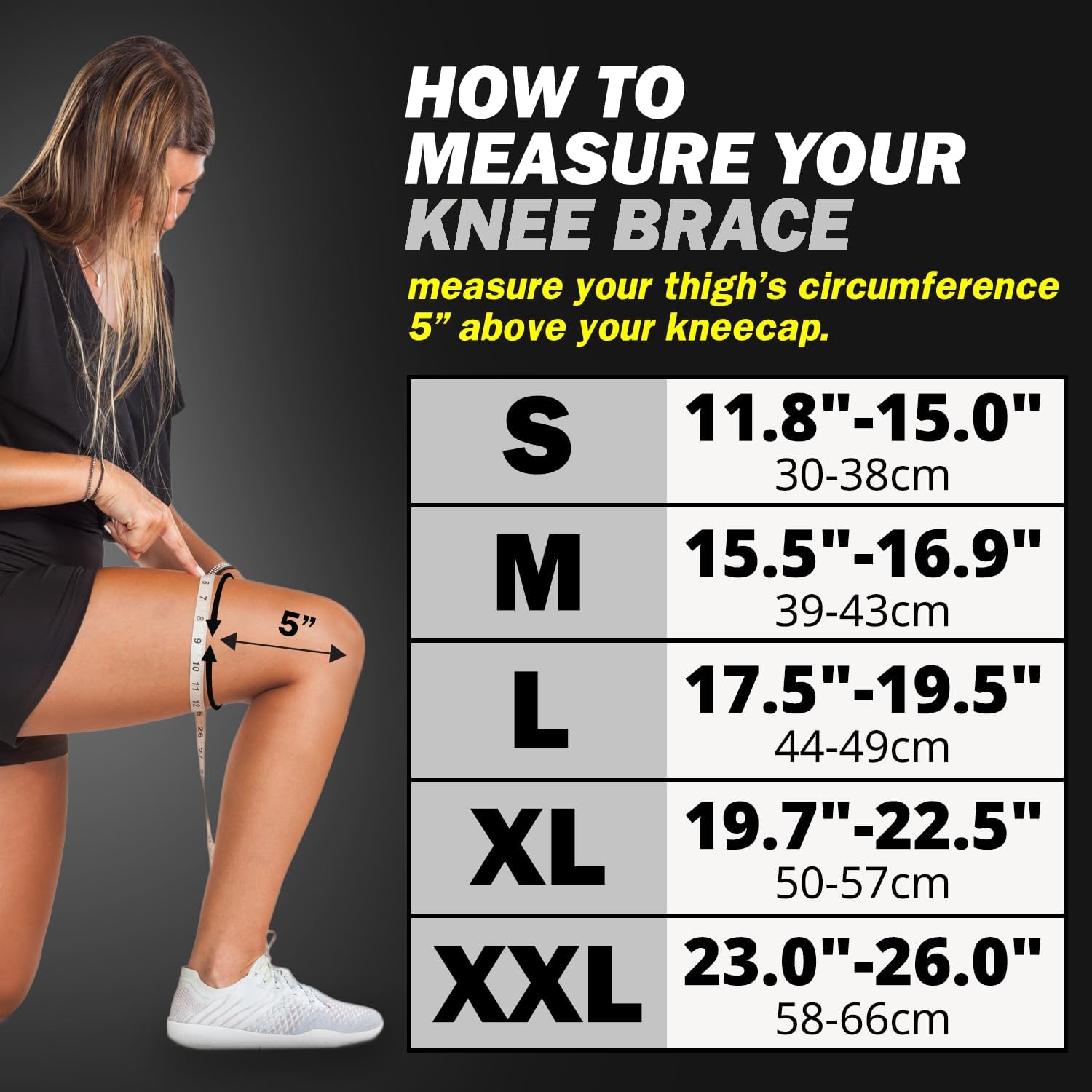 POWERLIX Knee Compression Sleeve - Ultimate Knee Support for Running & Sports | Black, Large