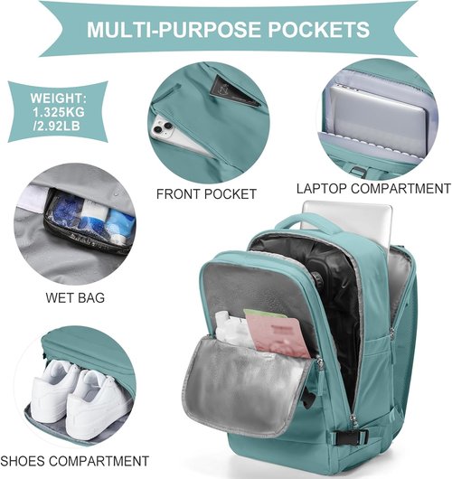 Coowoz Vacuum Backpack - 25L Travel Backpack with Built-In Pump | Waterproof Hiking Rucksack in Blue