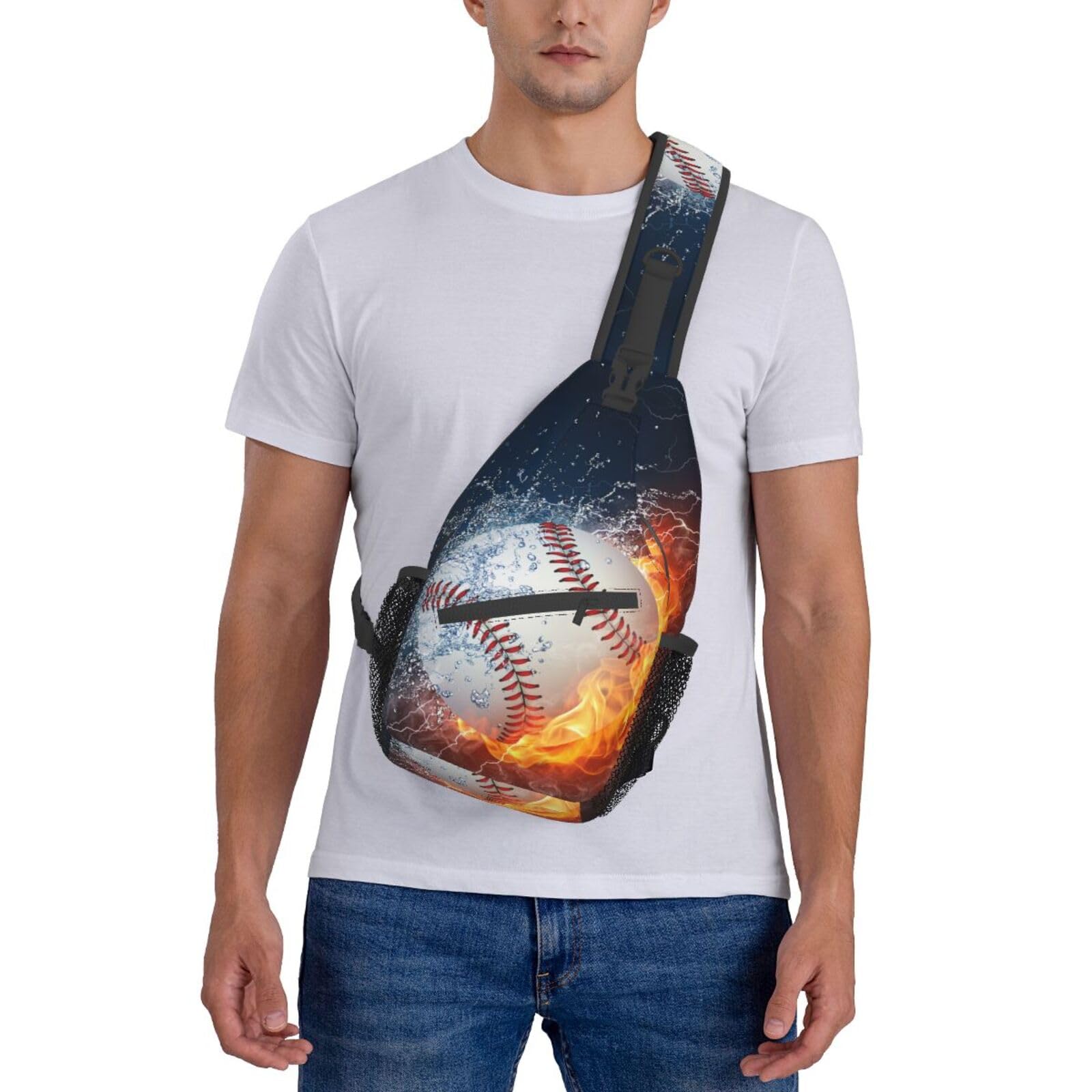 VOOHDDY Baseball Ball Cool Sling Bag For Men Women Travel Hiking Backpack Crossbody Shoulder Chest Bags Casual Daypack Sport