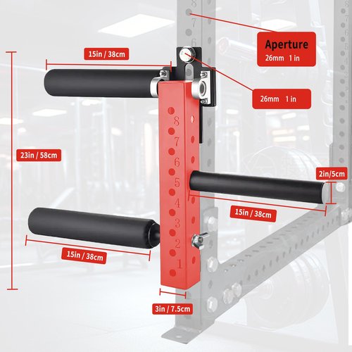 Seated Leg Strength Extension and Curl Athletic Practice Machine,Adjustable Leg Fitness Equipment Attachment, Fitness Squat Rack Accessories( 1 inch Aperture Rack Hole-RED)