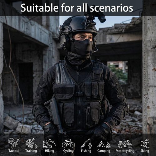 Qavctw Tactical Balaclava Mask Military Training Hooded Mask Shooting Full Face Mask Riding Hiking Paintball Fishing Hunting Head Wrap Mask Men Women Outdoor Breathable Headgear