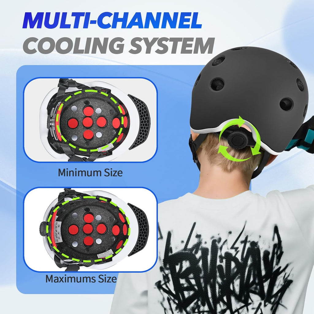 Wemfg Kids Bike Helmet - Adjustable Lightweight Design with Magnetic Buckle | Multi-Sport Use for Ages 5-14