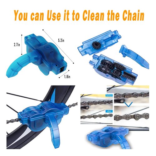 QeeHeng 10pcs Bike Cleaning Kit, Bicycle Clean Brush Tool Including Chain Cleaner for Cycling,Bike Chain Cleaner Brush Suitable fo Mountain/Dirt/MT/Road/BMX Bike