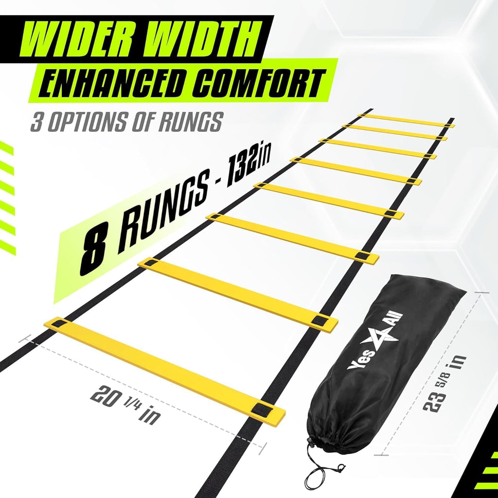 Yes4All Agility Ladder - Adjustable Speed Training Equipment for All Ages | Durable & Portable with Carry Bag