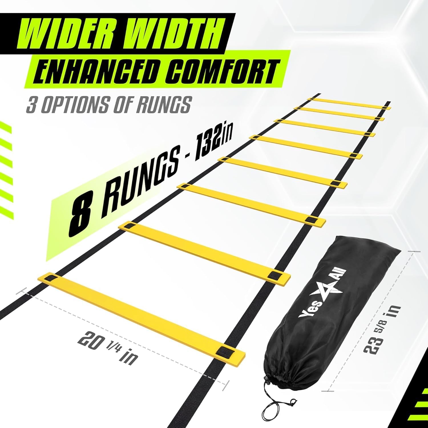 Yes4All Agility Ladder - Adjustable Speed Training Equipment for All Ages | Durable & Portable with Carry Bag