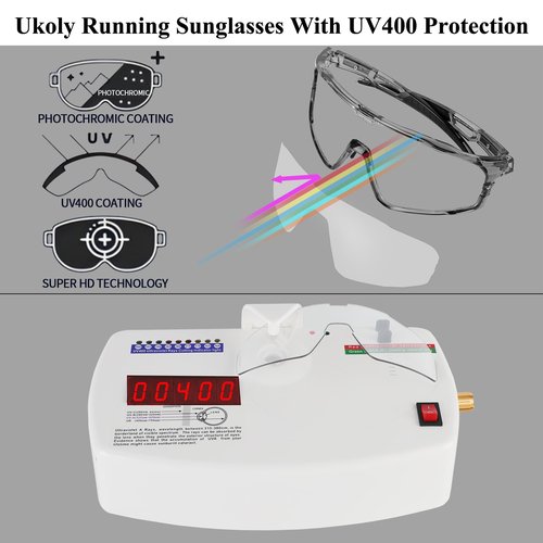 Ukoly Baseball/Running Sunglasses Cycling Glasses For Men Women,Sport Sunglasses HD Lens UV400 Protection TR90 Frame 620 (Hd Photochromic Silver)