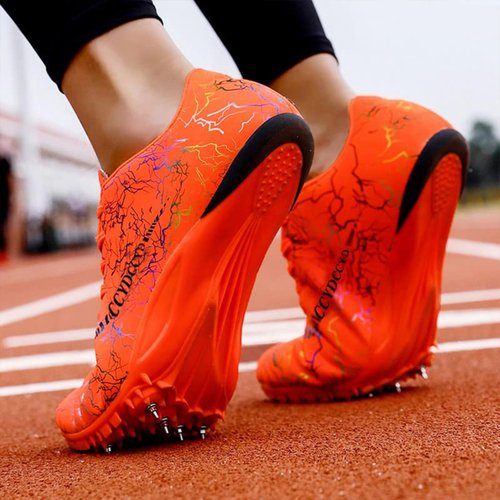 AOLEXWU Track Spike Shoes - Professional 8-Spike Running Spikes for Men Women Sprint Training Competition Orange