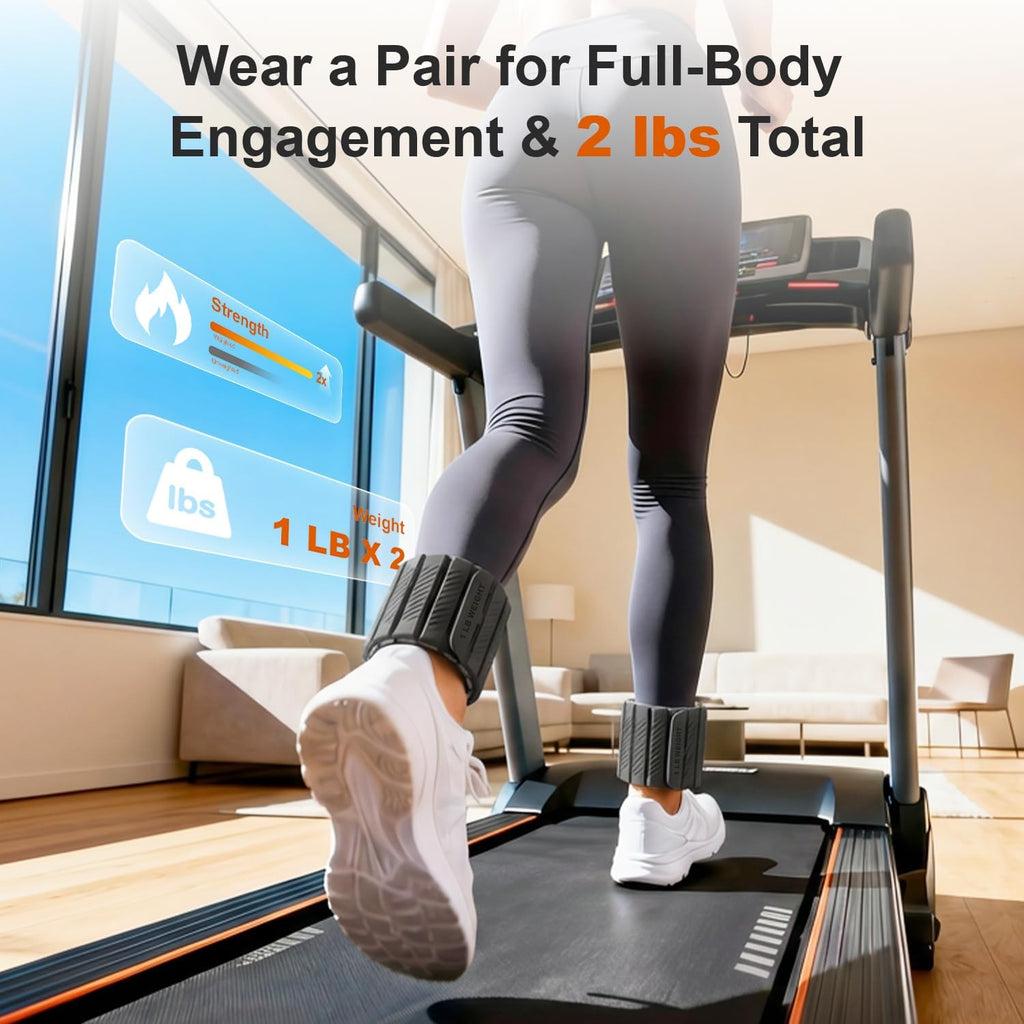 SE7EN Magnetic Ankle Weights - Adjustable 1 lb Set of 2 for Pilates, Yoga, Gym | Silicone Design