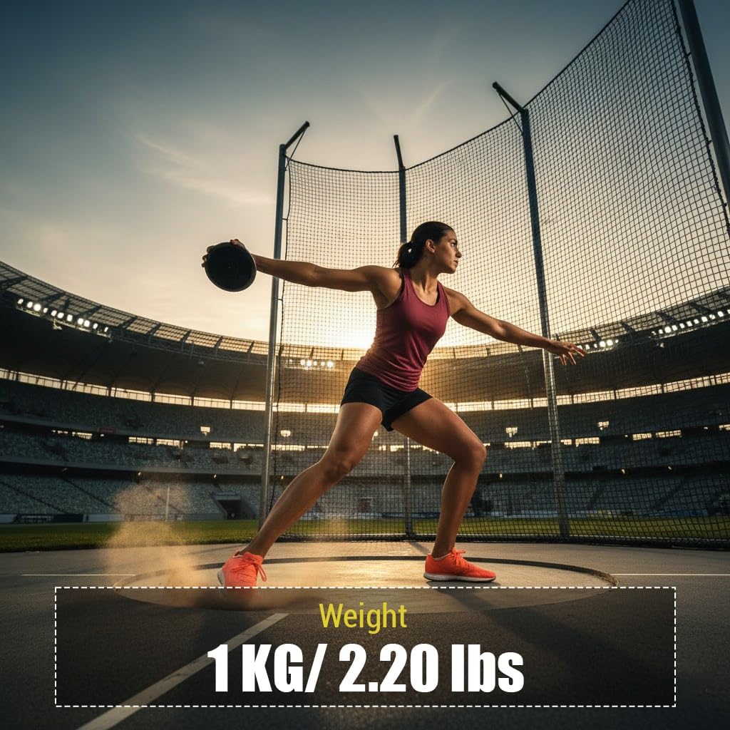 Skiennix Black Rubber Discus - Durable 1 Kilogram Training Disc for Athletes