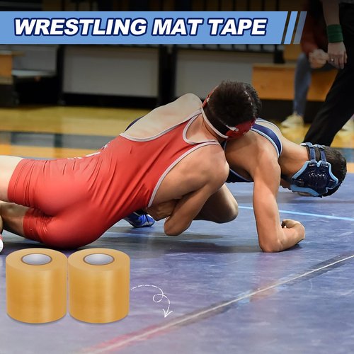 Pangda Wrestling Mat Tape 3 or 4 Inch Heavy Duty 7 Mil PVC Carpet Tape for Wrestling Grappling Exercise Mats Seaming Cover Gym Floor Carpet Seam(4'',Clear,2 Rolls)