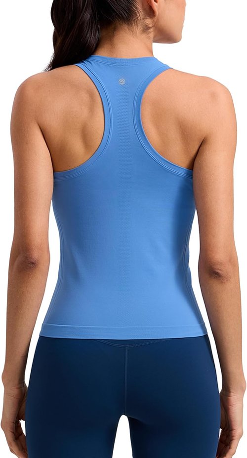 CRZ YOGA Seamless Workout Tank Top for Women - Breathable Athletic Sleeveless Gym Shirt | Crewneck Racerback