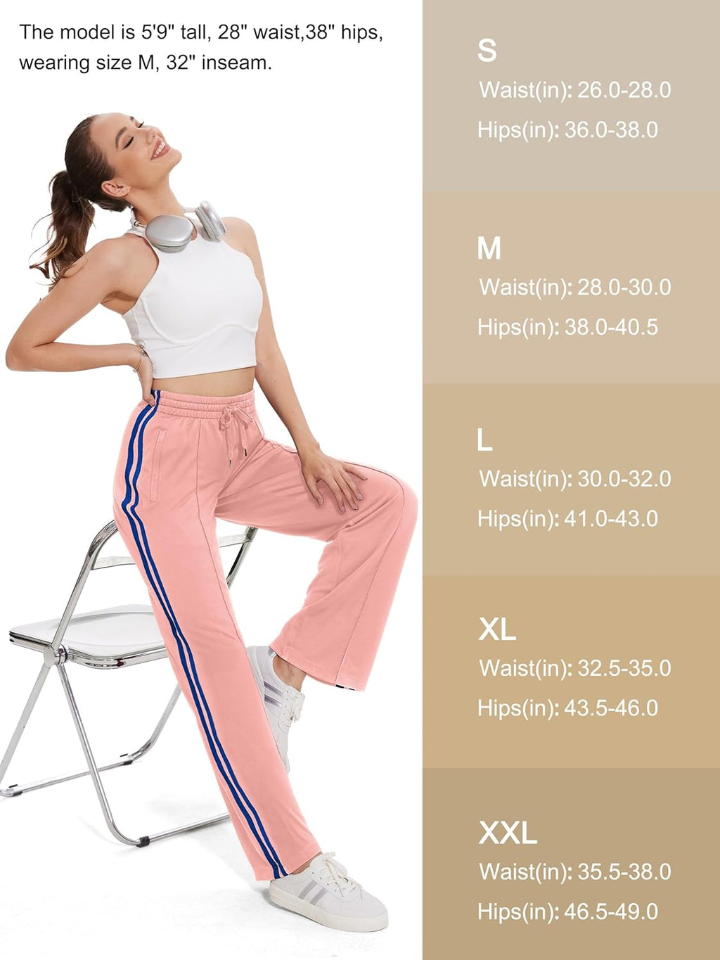 Tapata Women's Track Pants - Loose Straight Leg Jogging Sweatpants for Athletic Comfort | Sizes 28-36