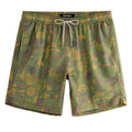 maamgic Mens Swim Trunks Quick Dry Swim Shorts with Mesh Lining Funny Swimwear Bathing Suits 7inch Folk Patterns Green Large