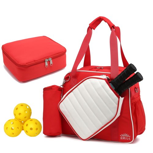 RAINBOW SMILE Crossbody Pickleball Bag with Ice Bag & Ball Bag 3-Piece Sets, Waterproof Pickle Ball Bag Tote Shoulder Bag
