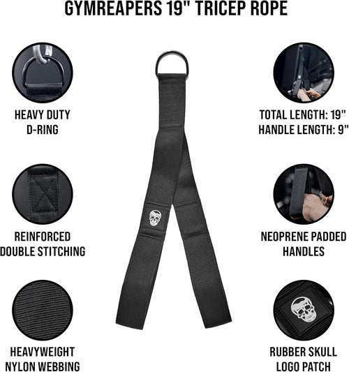 Gymreapers Tricep Rope Cable Attachment - Versatile Multi-Workout Design | Three Lengths in One