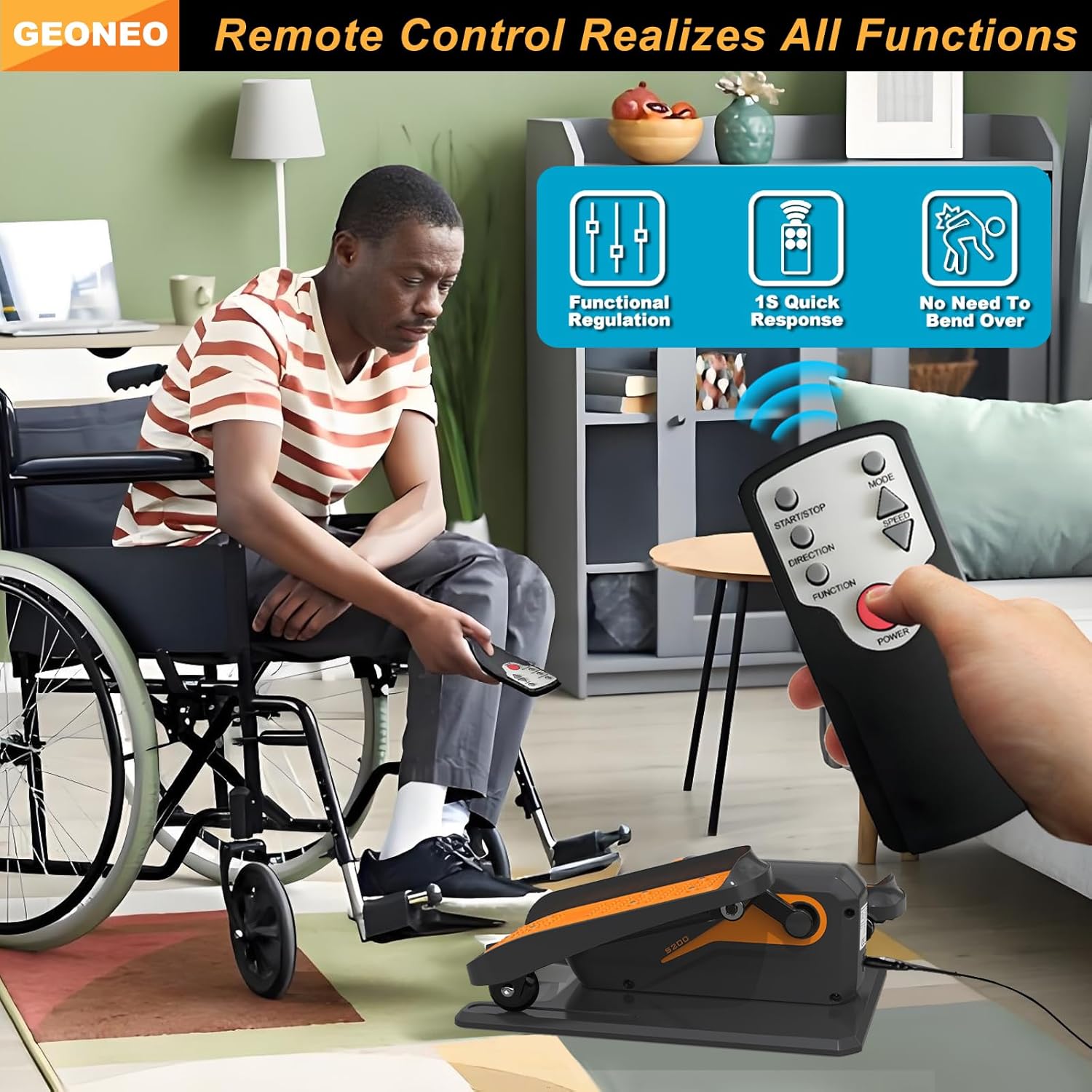 Under Desk Elliptical Machine - Electric Seated Pedal Exerciser for Seniors | Quiet, Compact Design with Remote Control & 12 Speeds