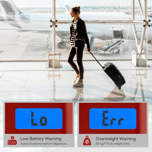 Dr.meter Luggage Scale - Electronic Balance with Backlight LCD Display | 110lb/50kg Capacity, Red